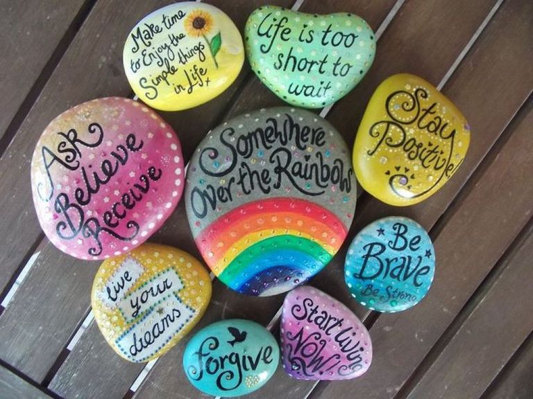 rainbow saying stones
